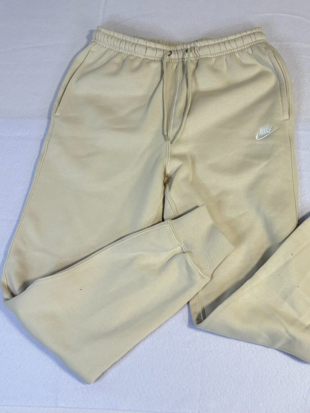Nike Sportswear Club Fleece Sweatpants Men's S Light Beige Taper Leg Joggers